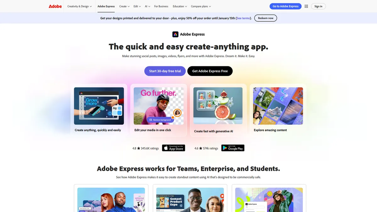 Adobe Express kuvakaappaus