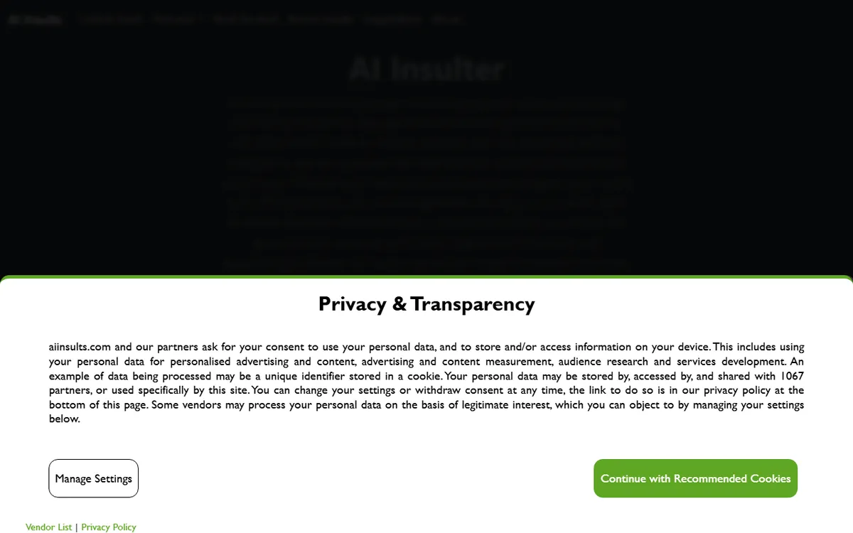 AI Insults kuvakaappaus