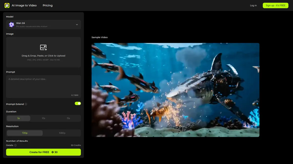 AIimageToVideo.pro kuvakaappaus