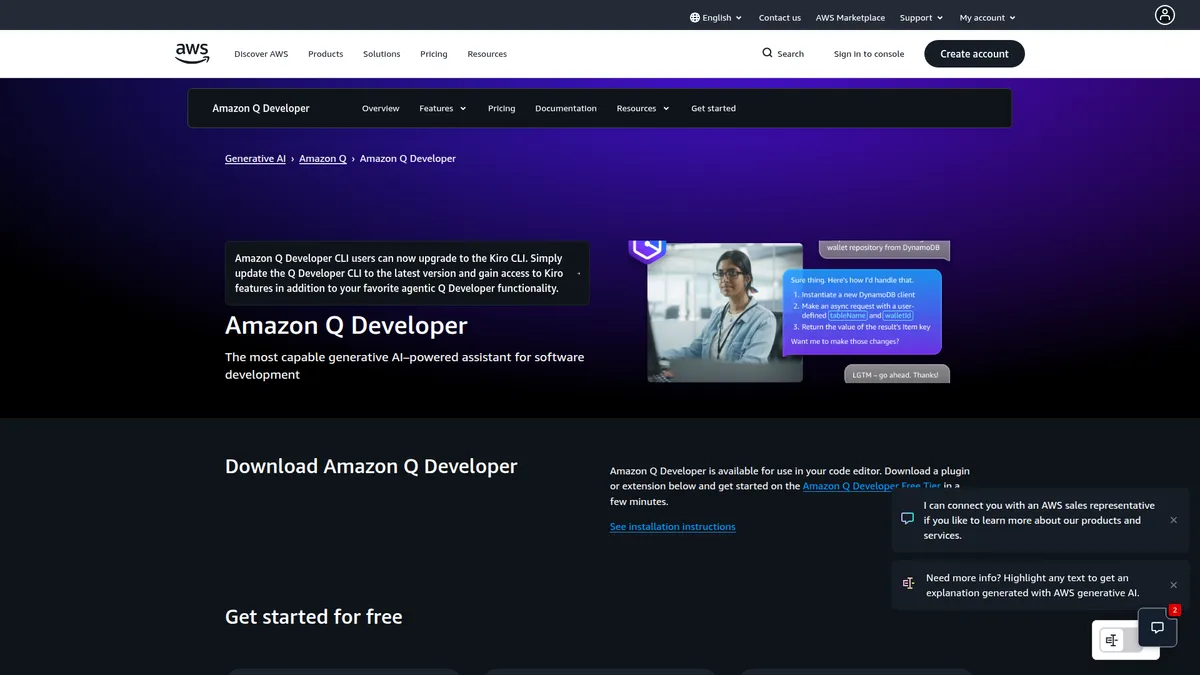 Amazon Q Developer kuvakaappaus