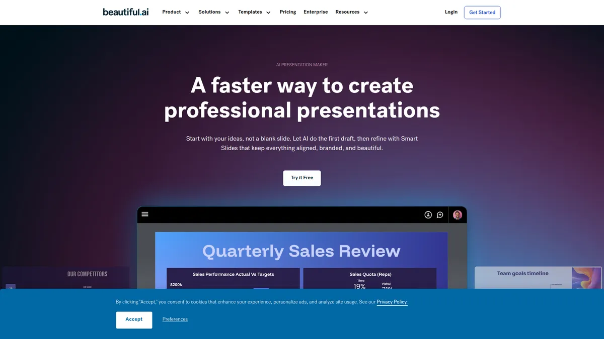 Beautiful.ai kuvakaappaus