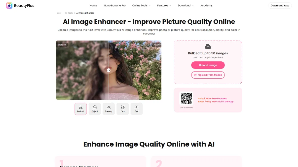 BeautyPlus AI Image Enhancer kuvakaappaus