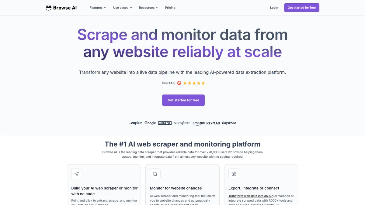 Browse AI kuvakaappaus