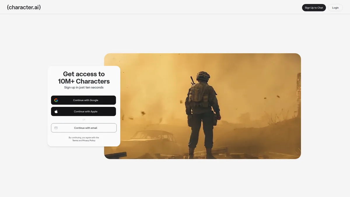 Character.AI kuvakaappaus