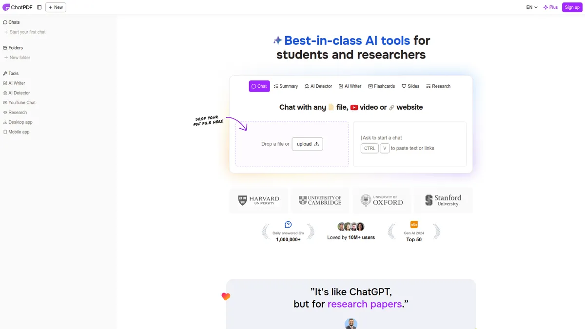 ChatPDF kuvakaappaus