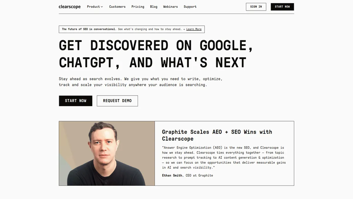 Clearscope kuvakaappaus