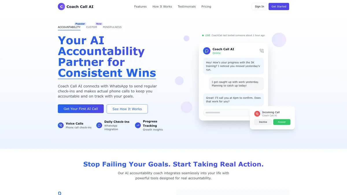 Coach Call AI kuvakaappaus