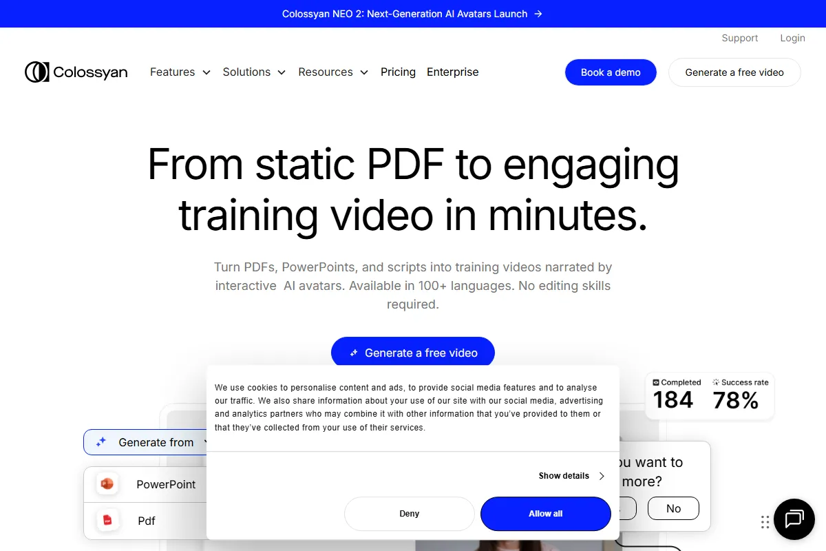 Colossyan kuvakaappaus