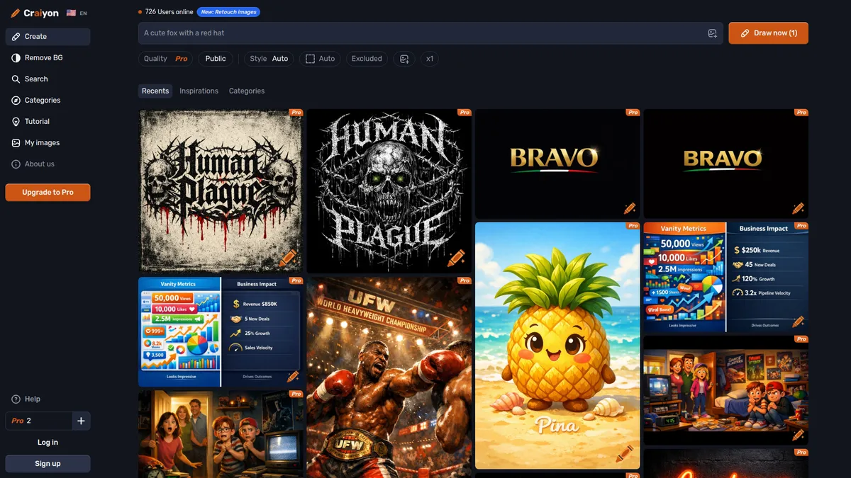 Craiyon kuvakaappaus