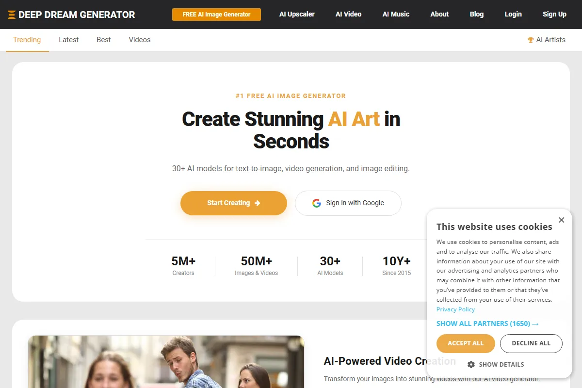 Deep Dream Generator kuvakaappaus