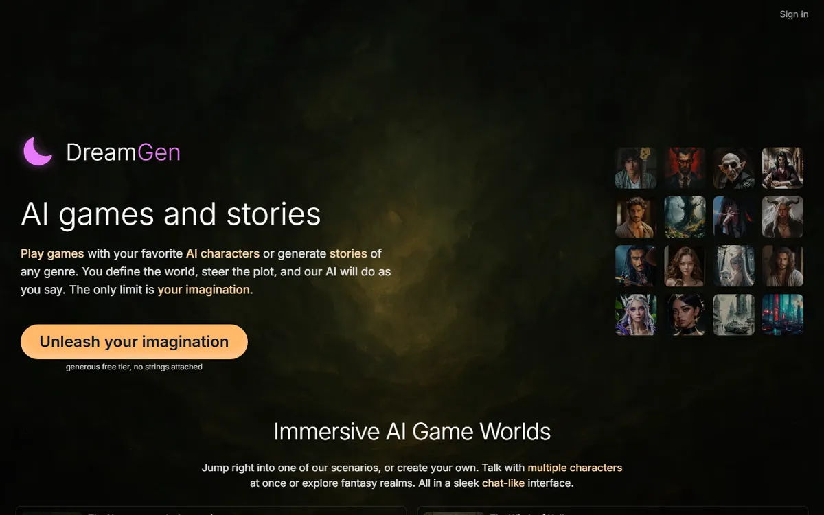 DreamGen kuvakaappaus