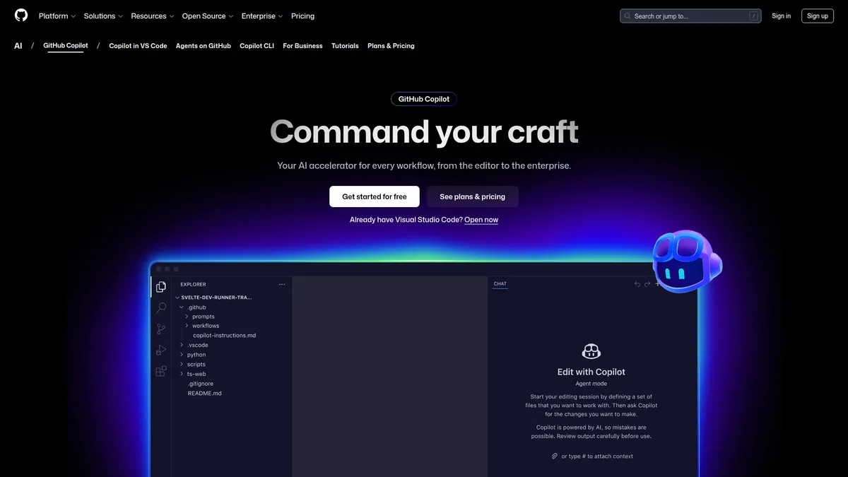 GitHub Copilot kuvakaappaus