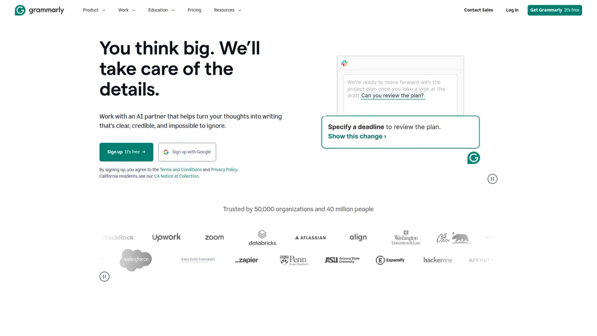 Grammarly kuvakaappaus