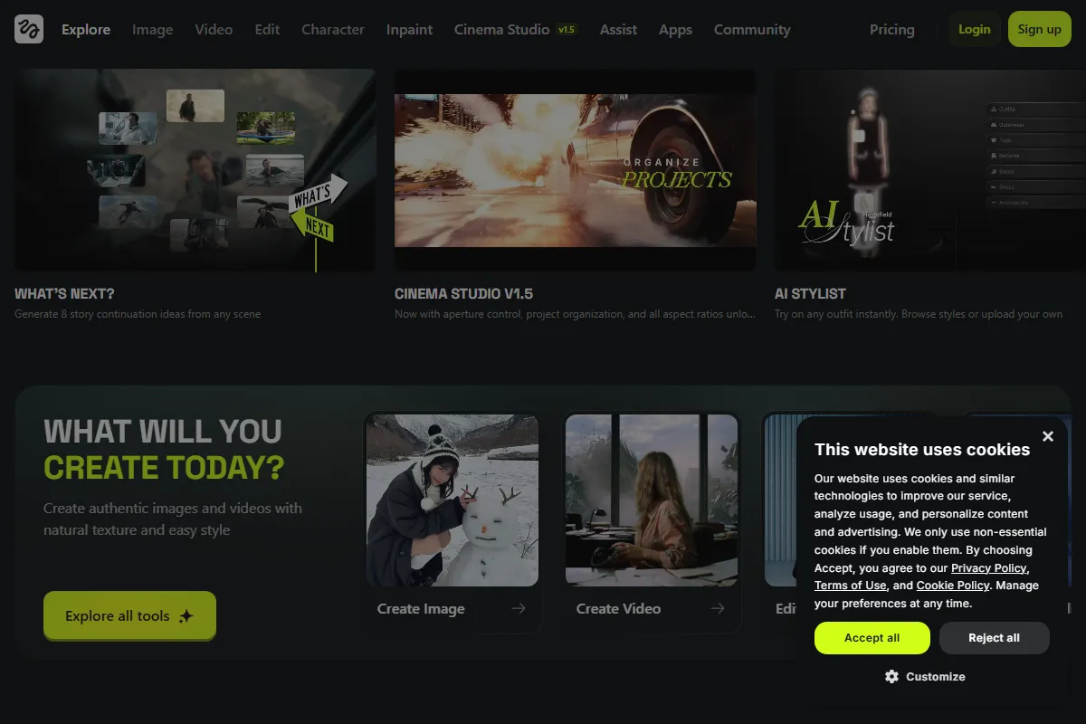 Higgsfield AI kuvakaappaus