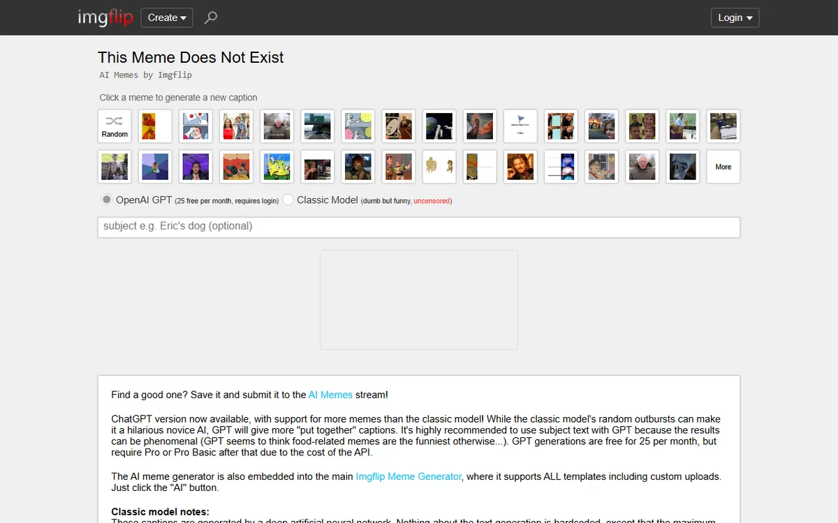 Imgflip AI Meme Generator kuvakaappaus