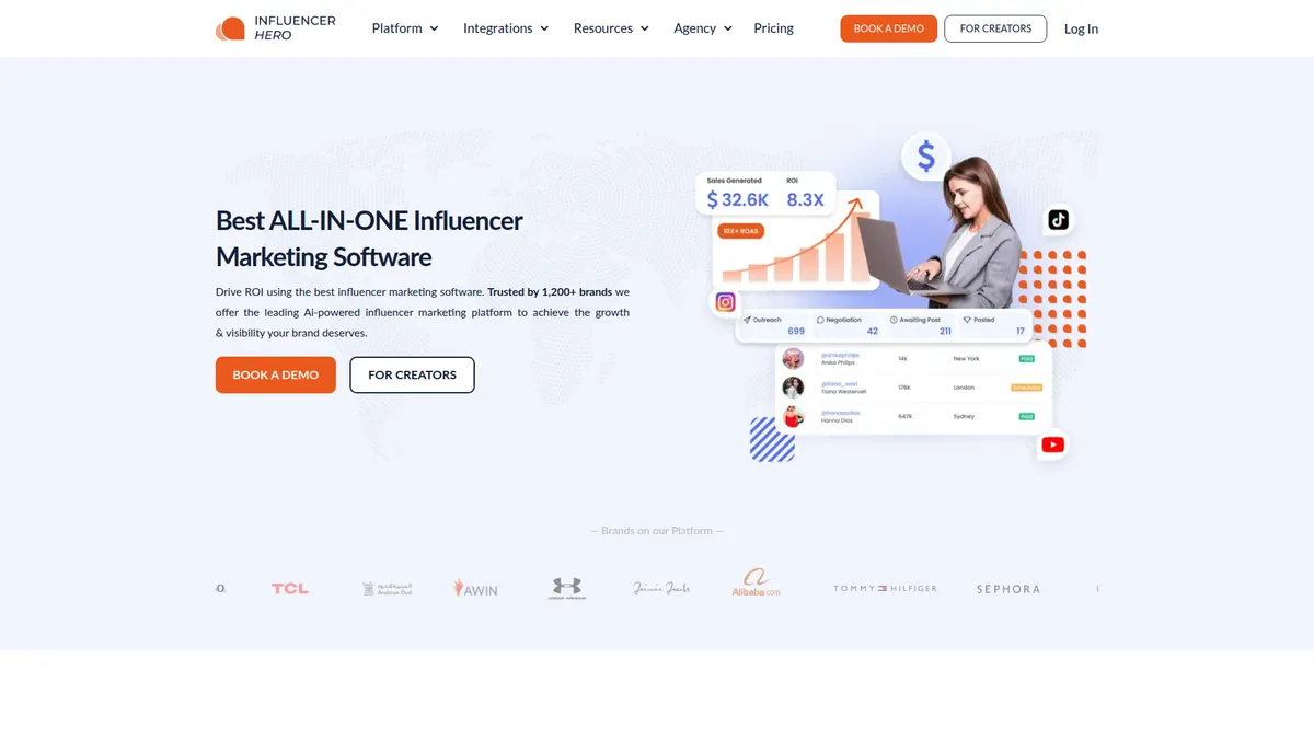 Influencer Hero kuvakaappaus