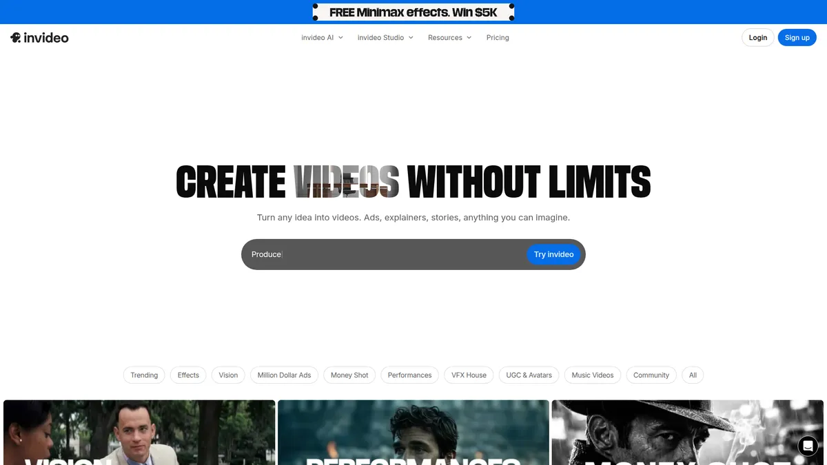 InVideo AI kuvakaappaus