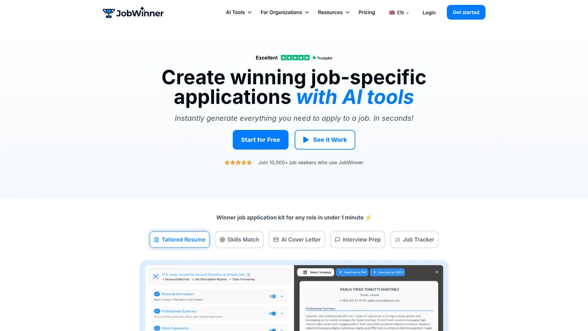 JobWinner kuvakaappaus