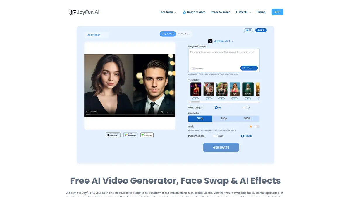 JoyFun AI kuvakaappaus