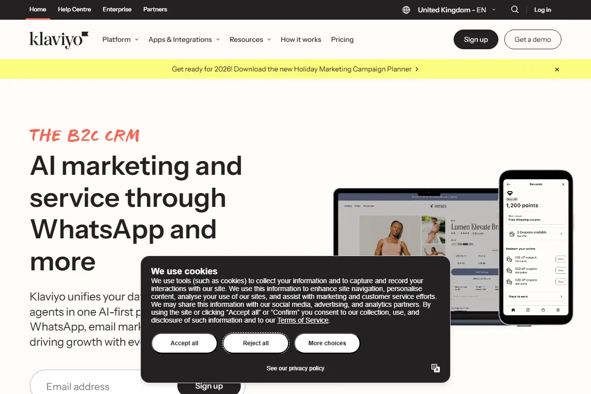 Klaviyo kuvakaappaus