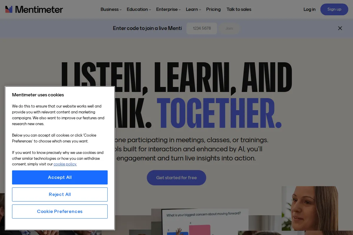 Mentimeter kuvakaappaus