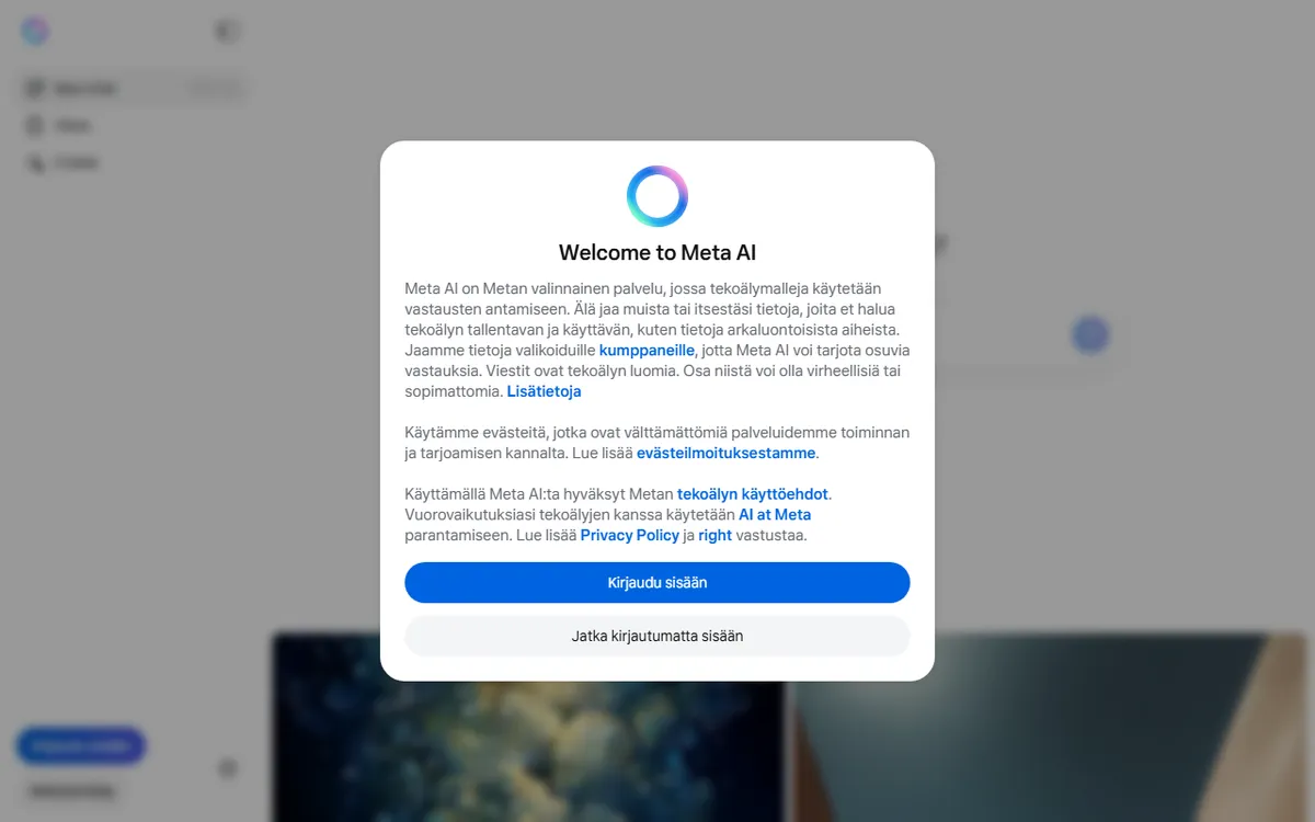 Meta AI kuvakaappaus