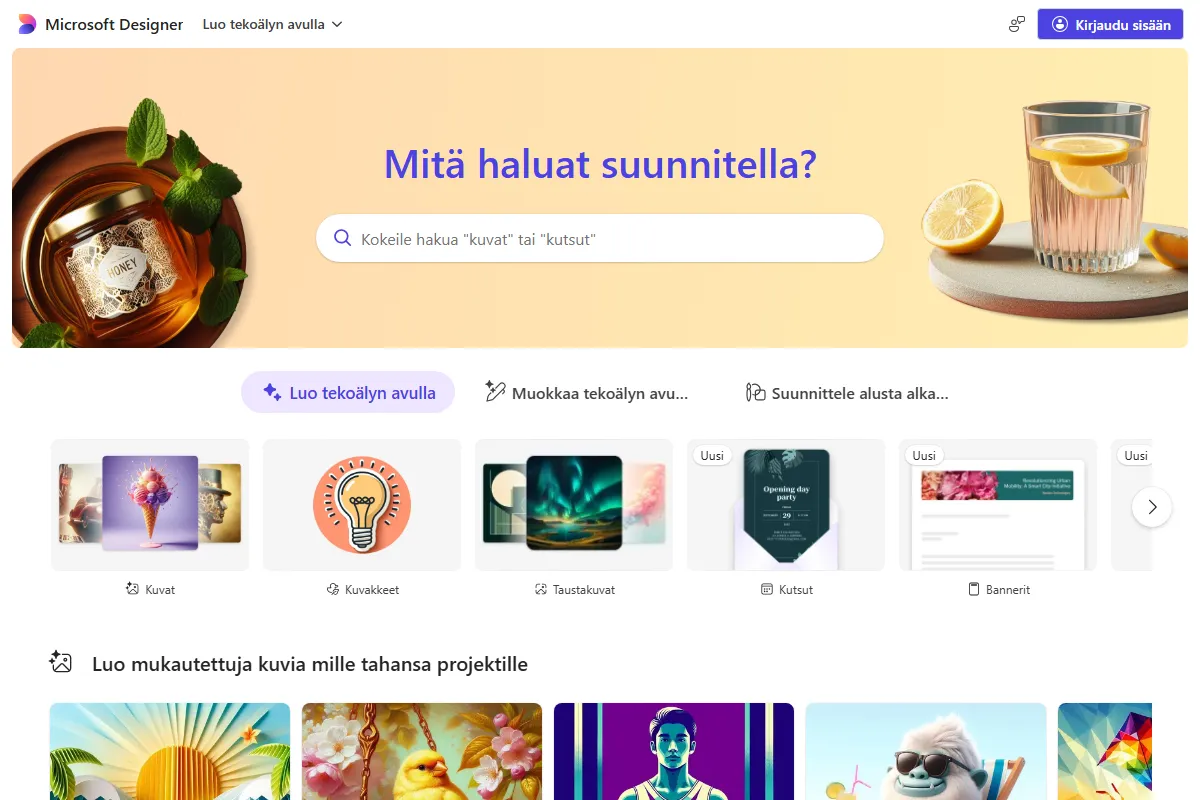 Microsoft Designer kuvakaappaus