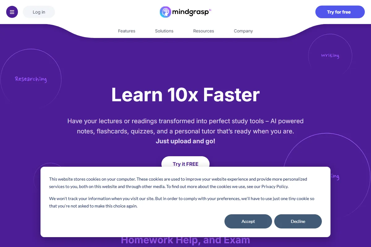 Mindgrasp kuvakaappaus