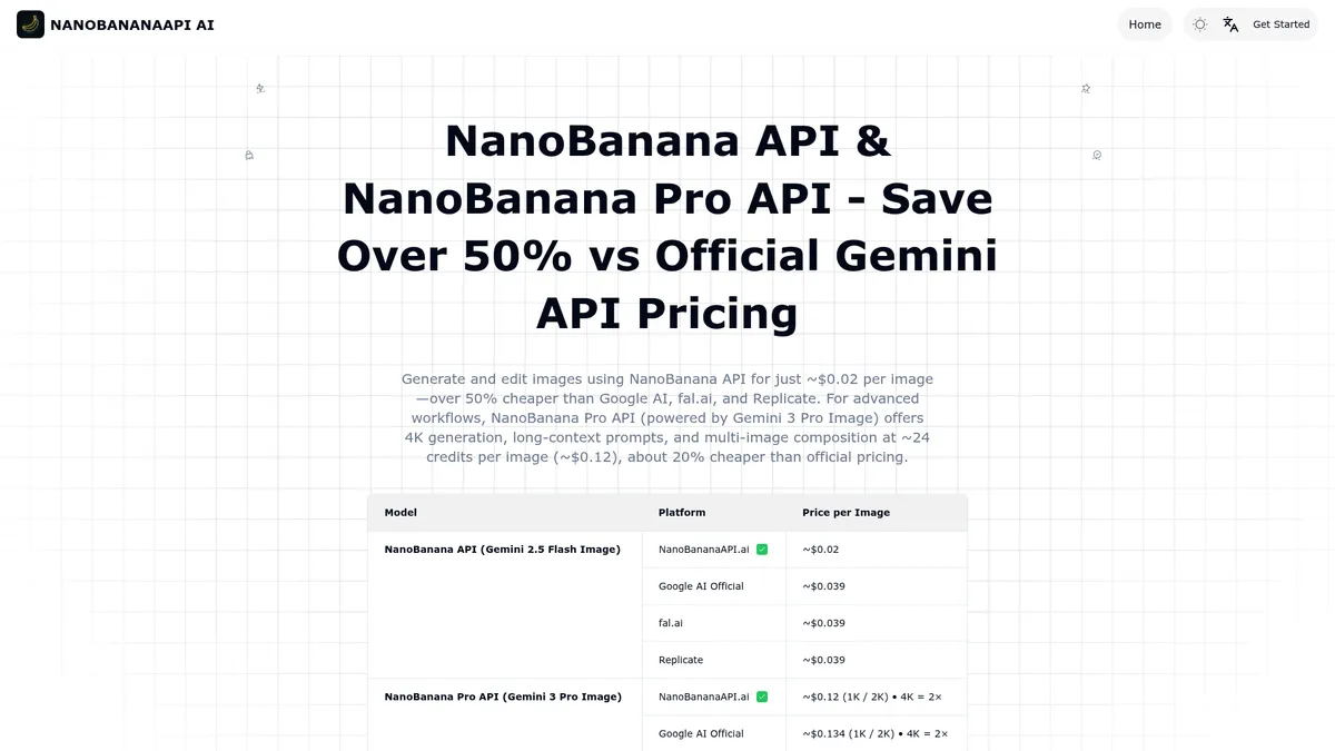 NanoBananaAPI.ai kuvakaappaus