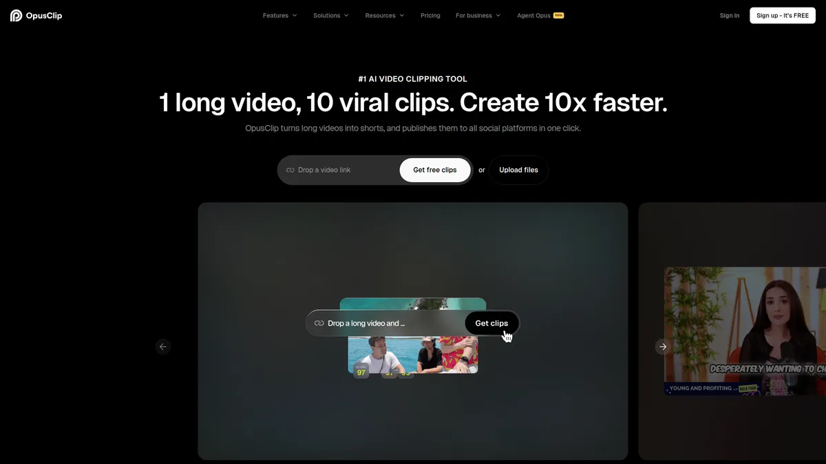 OpusClip kuvakaappaus
