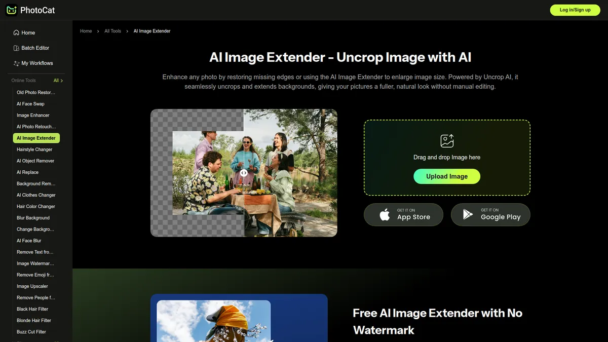 PhotoCat AI Image Extender kuvakaappaus