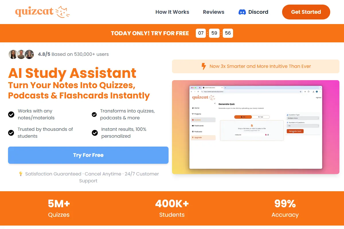 Quizcat AI kuvakaappaus