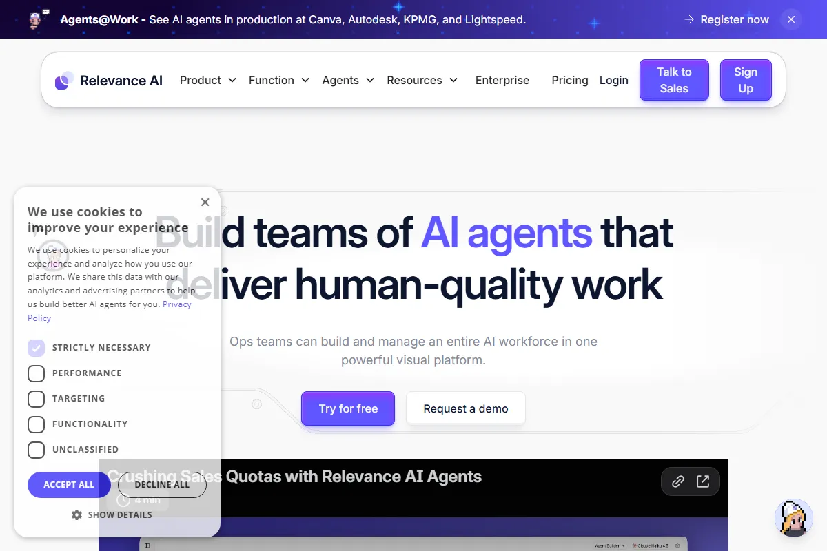 Relevance AI kuvakaappaus