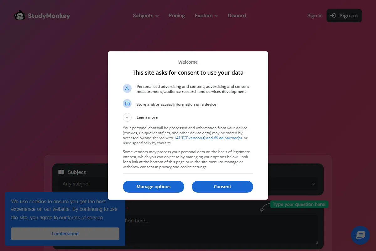 StudyMonkey kuvakaappaus