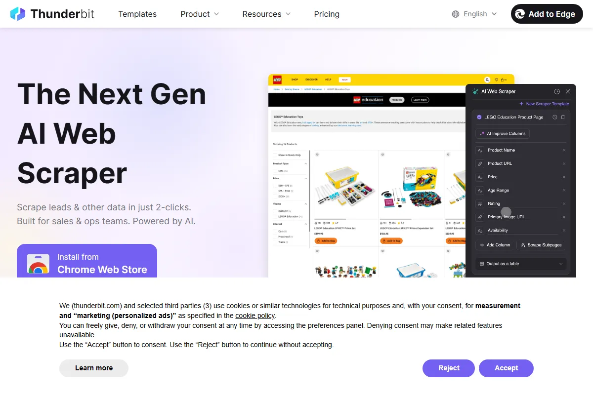 Thunderbit kuvakaappaus