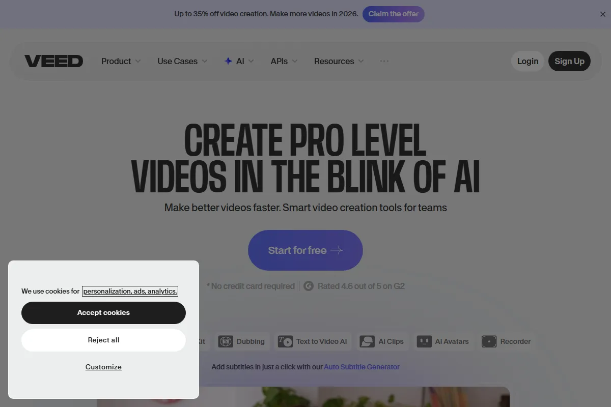 VEED.io kuvakaappaus