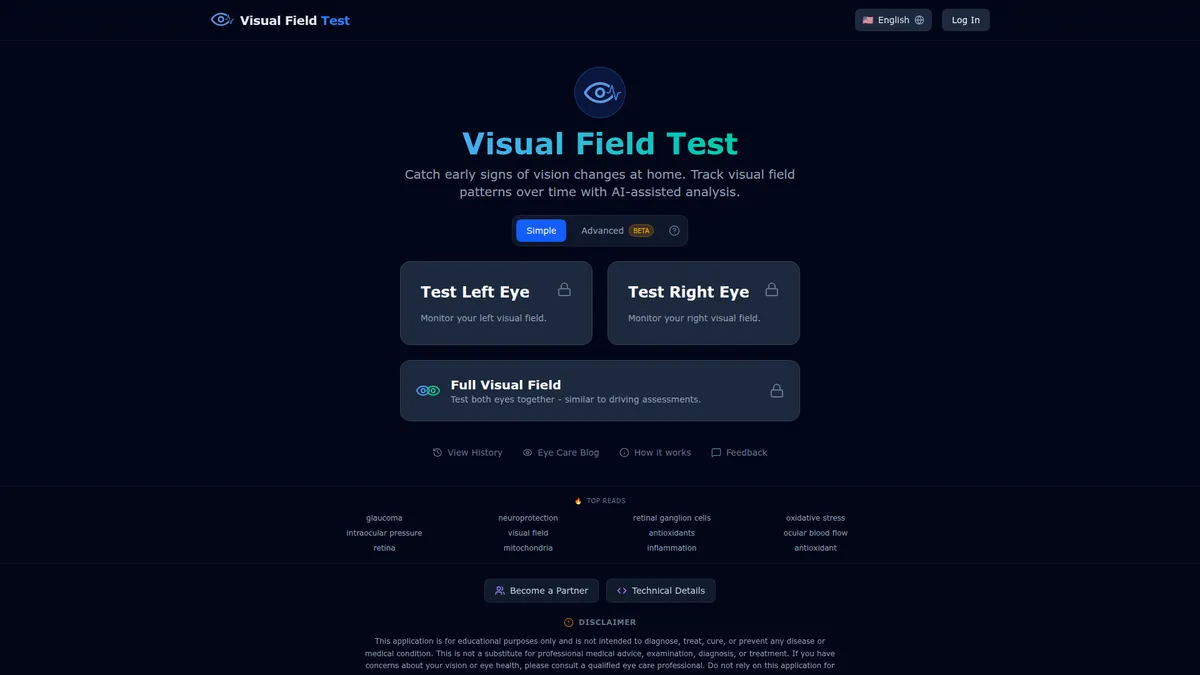 Visual Field Test kuvakaappaus