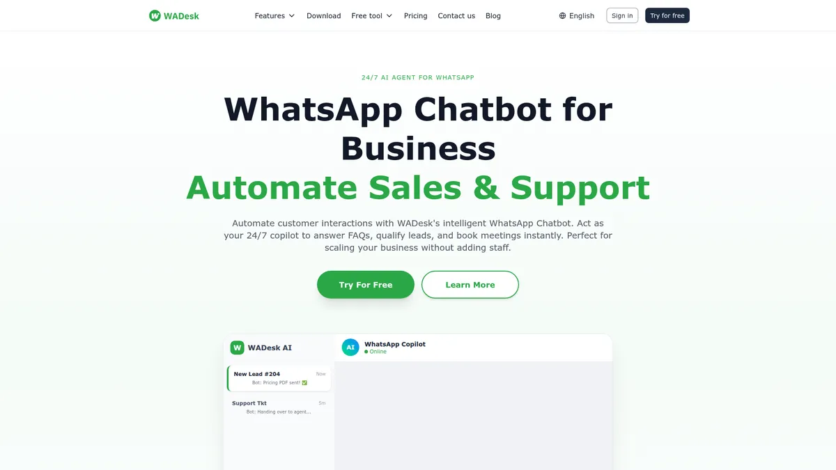 WhatsApp Chatbot kuvakaappaus