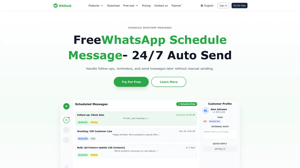 WhatsApp Schedule Message kuvakaappaus