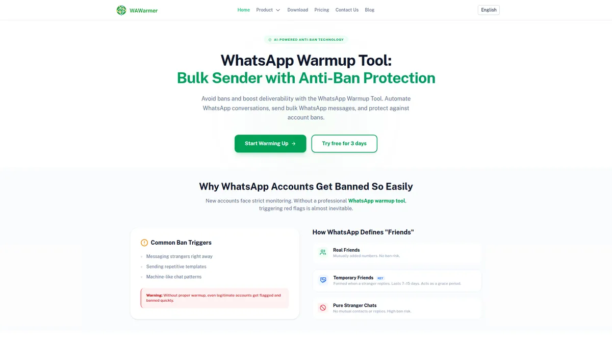 WhatsApp Warmup Tool kuvakaappaus