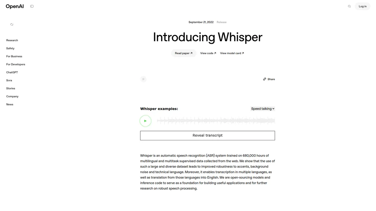 Whisper (OpenAI) kuvakaappaus