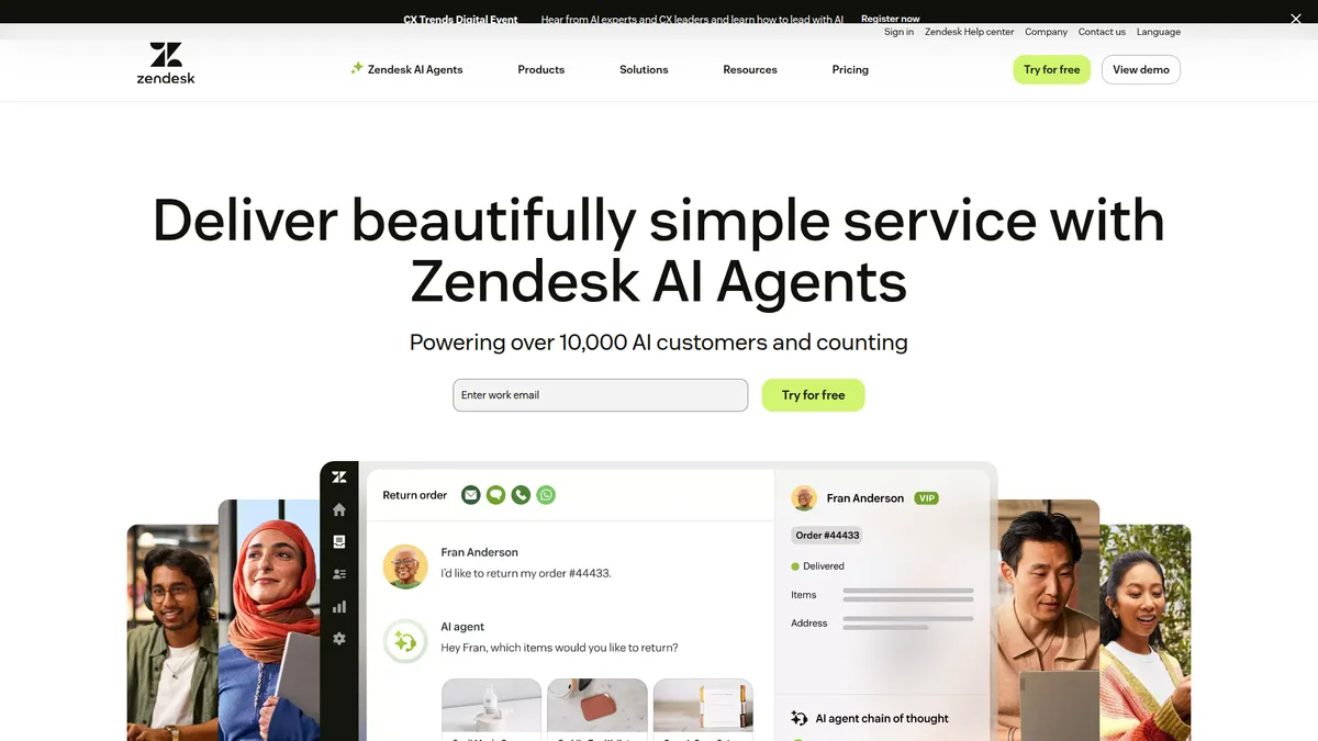 Zendesk AI kuvakaappaus
